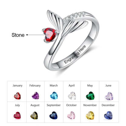 Personalized Birthstone Fish Tail Rings For Women-Florence Scovel