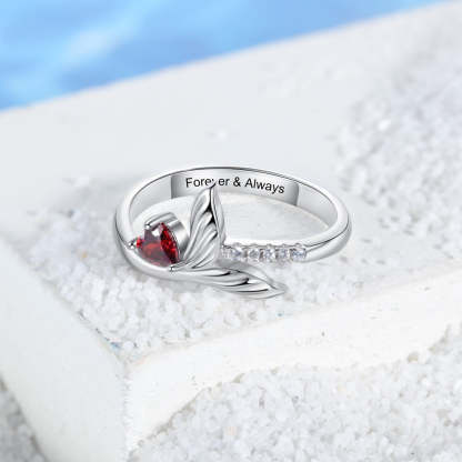 Personalized Birthstone Fish Tail Rings For Women-Florence Scovel