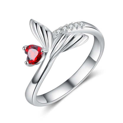 Personalized Birthstone Fish Tail Rings For Women-Florence Scovel