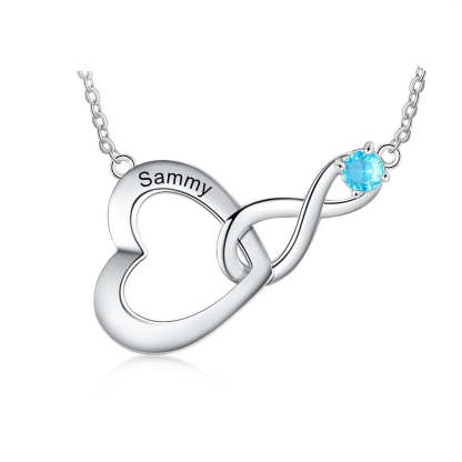 Personalized 1 Stone 1 Name Infinity & Heart Necklaces-Florence Scovel