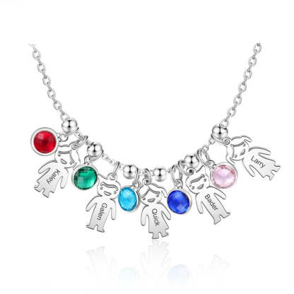 5 Name 5 stone Personalized Boy Girl Pendant Necklace-Florence Scovel