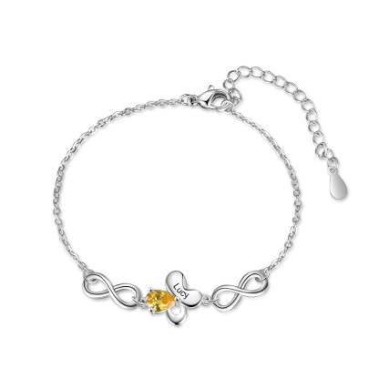 Personalized Butterfly Bracelet With Inlaid 1 Birthstone-Florence Scovel