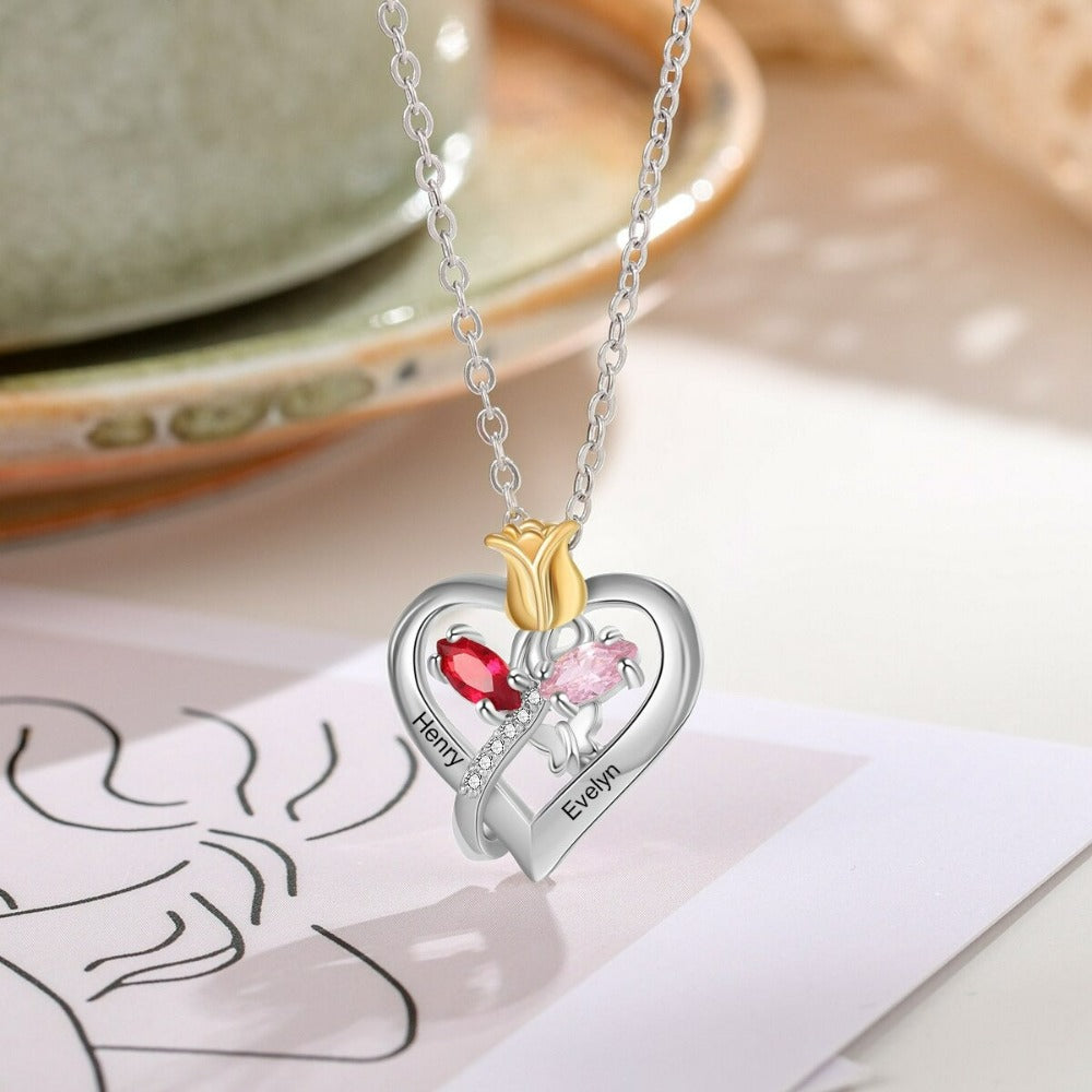 Personalized Couple Name Rose Pendant-Florence Scovel