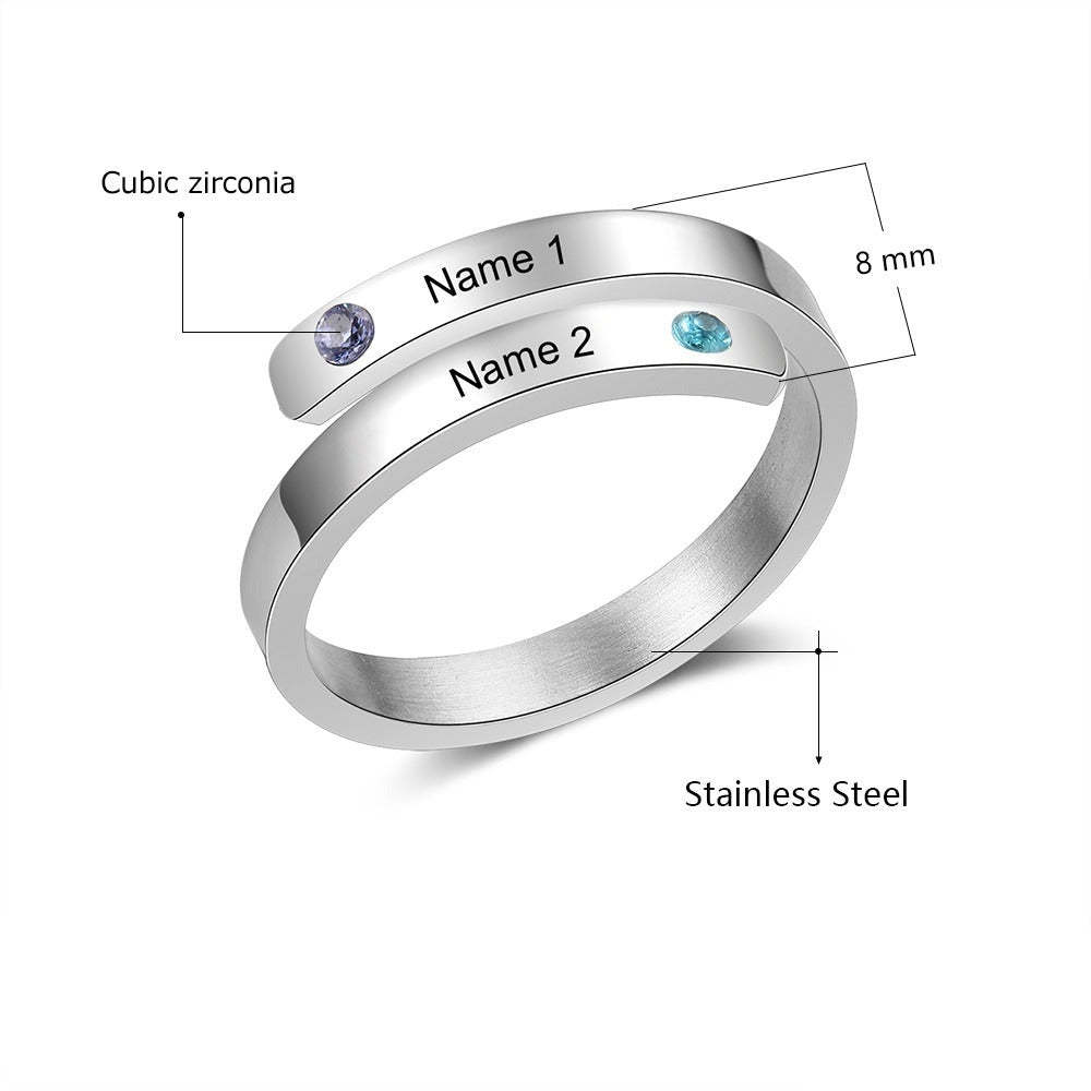 Personalized Open End Ring With 2 Stones For Women-Florence Scovel