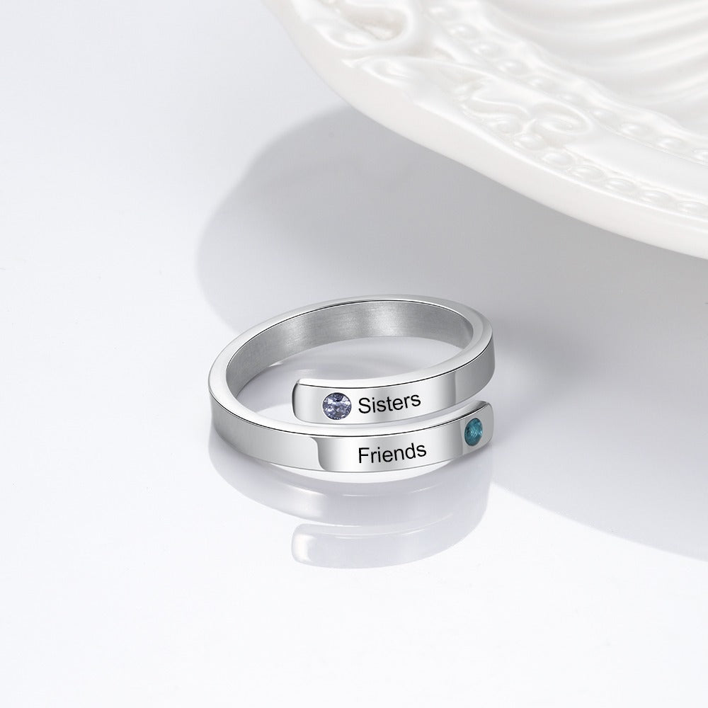 Personalized Open End Ring With 2 Stones For Women-Florence Scovel