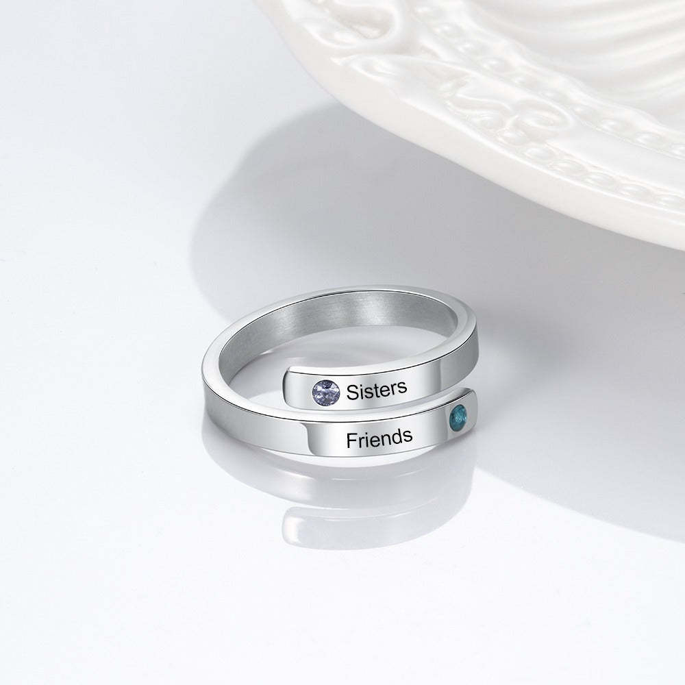 Personalized Open End Ring With 2 Stones For Women-Florence Scovel