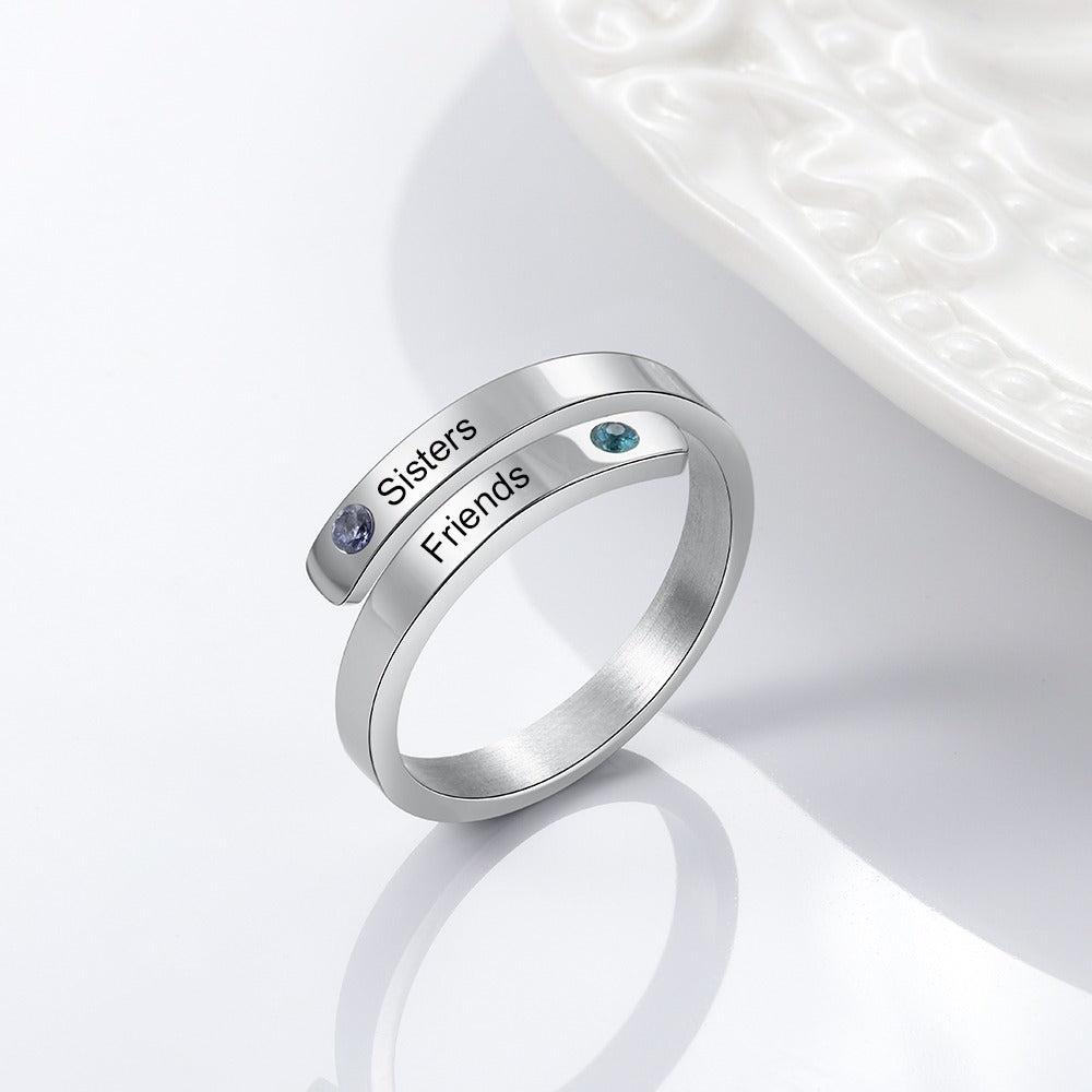 Personalized Open End Ring With 2 Stones For Women-Florence Scovel