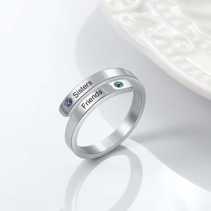 Personalized Open End Ring With 2 Stones For Women-Florence Scovel