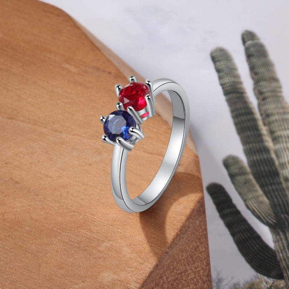 Personalized 2 Birthstone Rings For Women-Florence Scovel