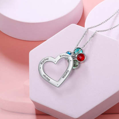 Personalized Engraved 4 Names 4 Stones Heart Necklace-Florence Scovel