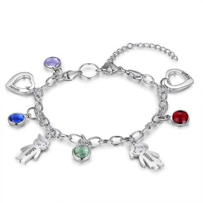 Engraved Name Boy Girl Heart Charm Bracelets For Women-Florence Scovel