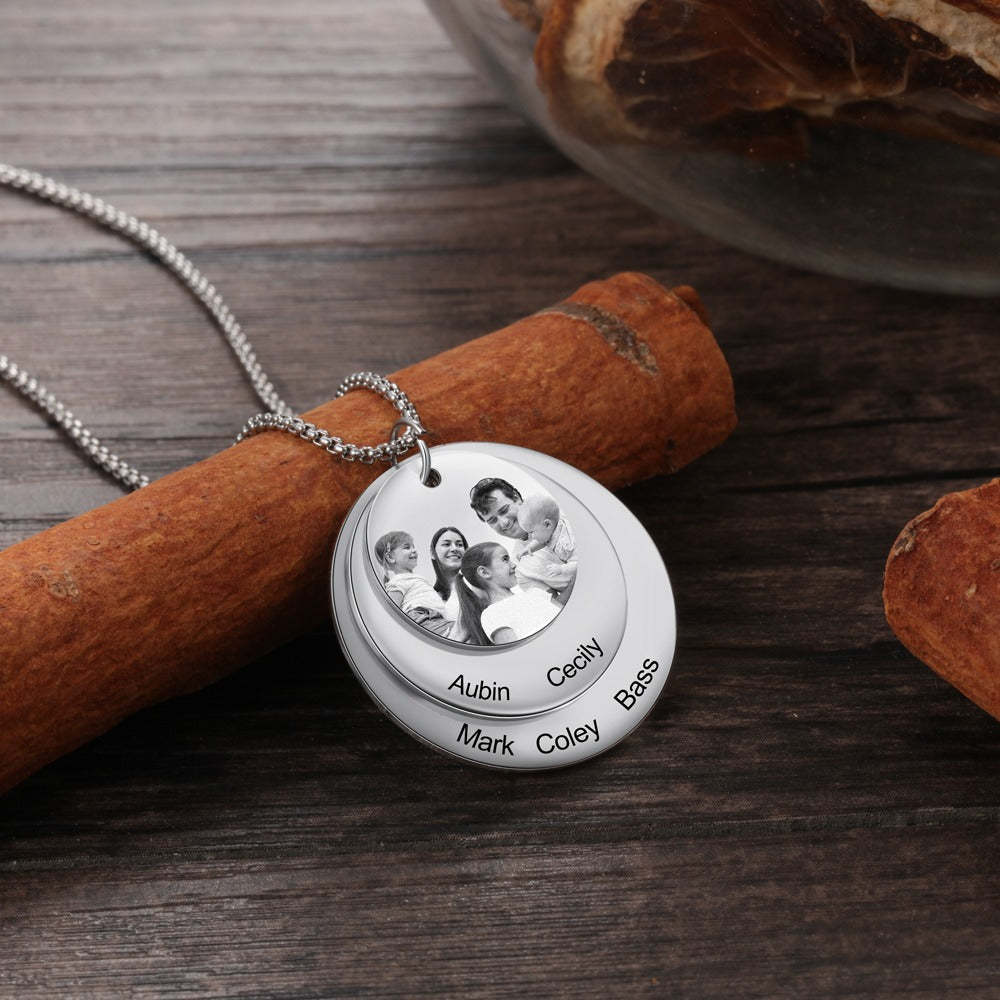 Personalized Engraved Name Necklace With Custom Family Photo-Florence Scovel