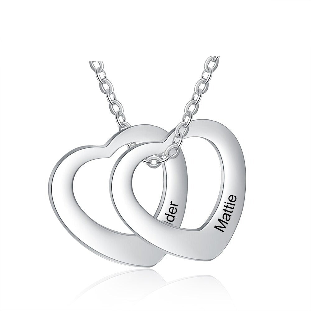 Personalized Engraved 2 Names Heart Pendant-Florence Scovel