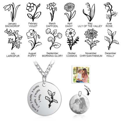 Personalized Engraving Name Birth Month Flower Necklace-Florence Scovel
