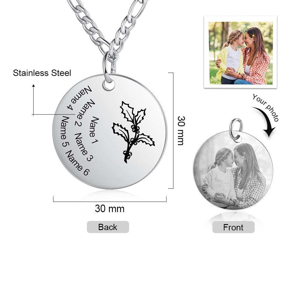 Personalized Engraving Name Birth Month Flower Necklace-Florence Scovel