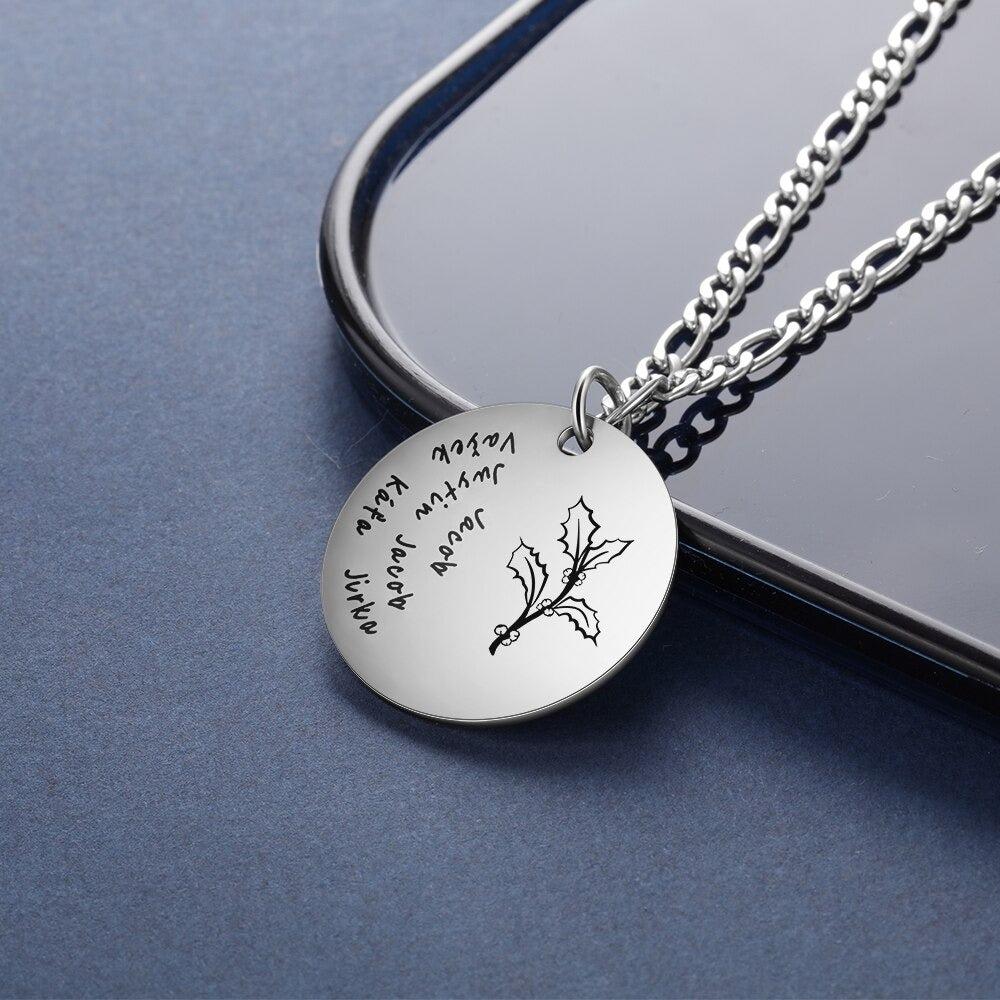 Personalized Engraving Name Birth Month Flower Necklace-Florence Scovel