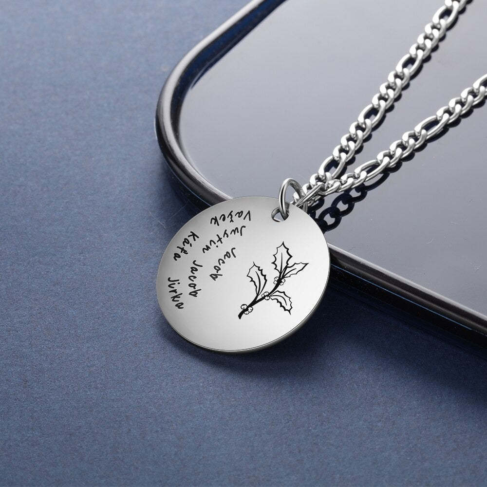 Personalized Engraving Name Birth Month Flower Necklace-Florence Scovel