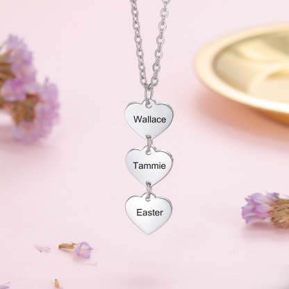Personalized 3 Engraving Vertical Heart Necklace-Florence Scovel