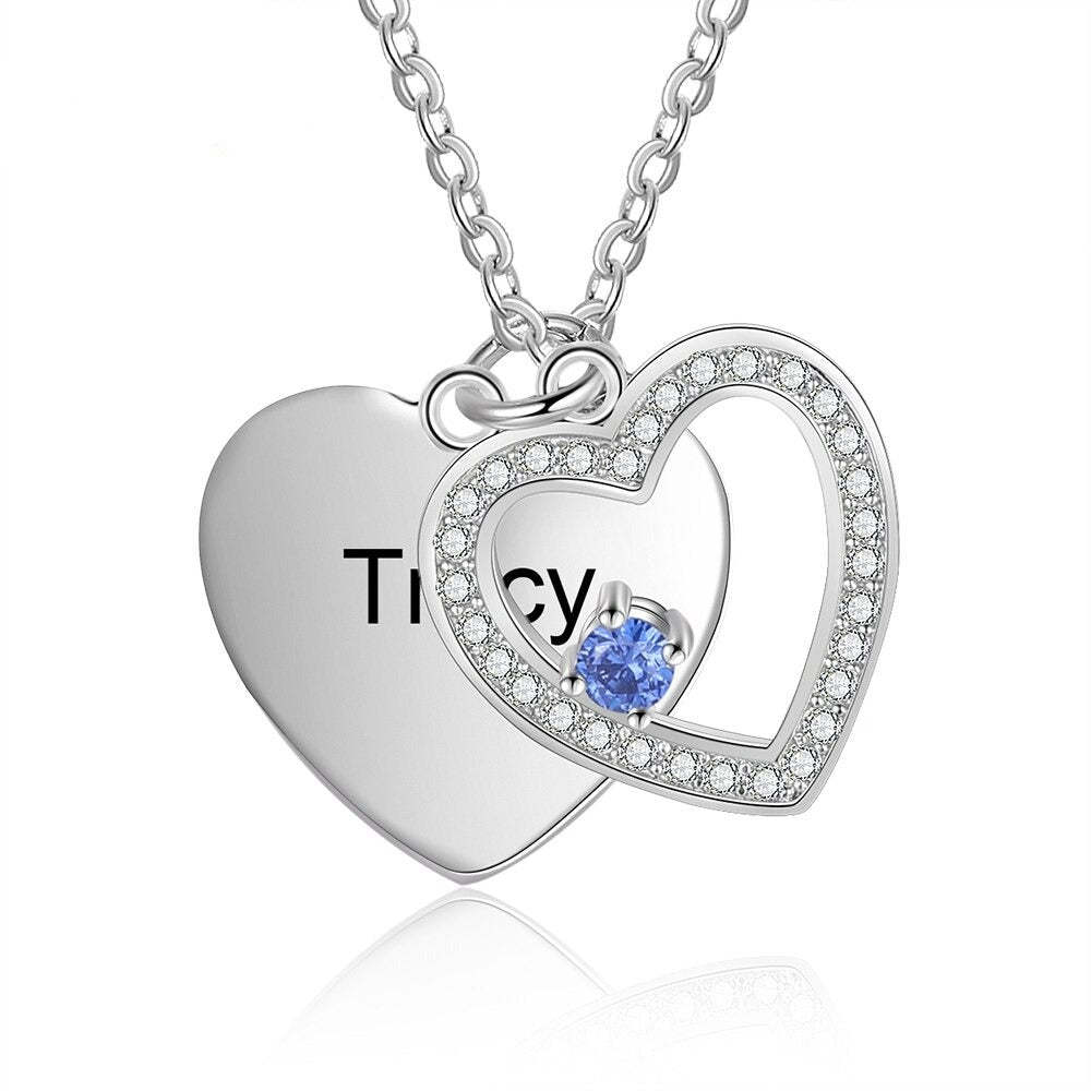 Personalized Engraving Zirconia Cordate Necklace-Florence Scovel