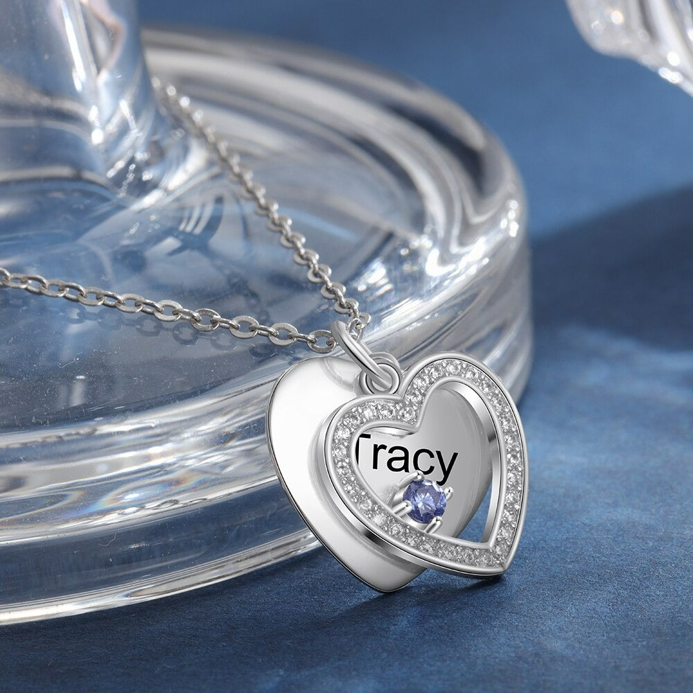 Personalized Engraving Zirconia Cordate Necklace-Florence Scovel
