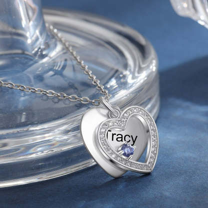 Personalized Engraving Zirconia Cordate Necklace-Florence Scovel