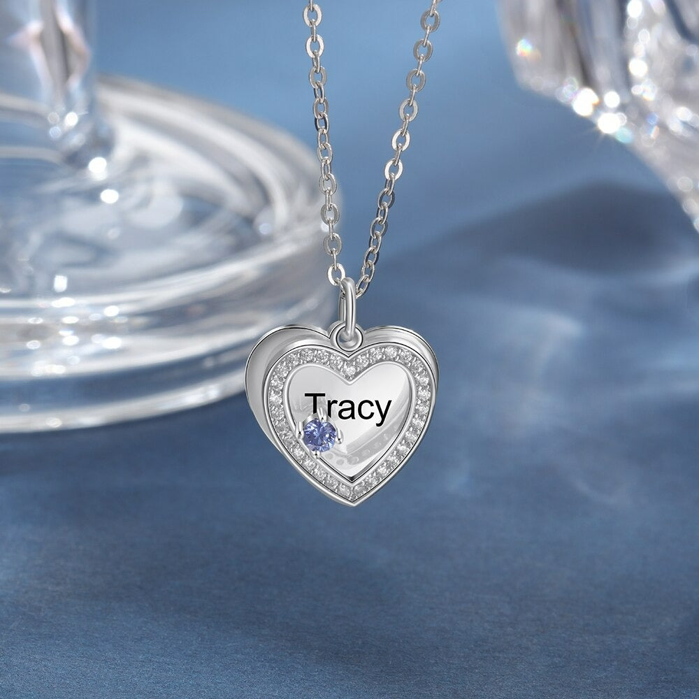 Personalized Engraving Zirconia Cordate Necklace-Florence Scovel