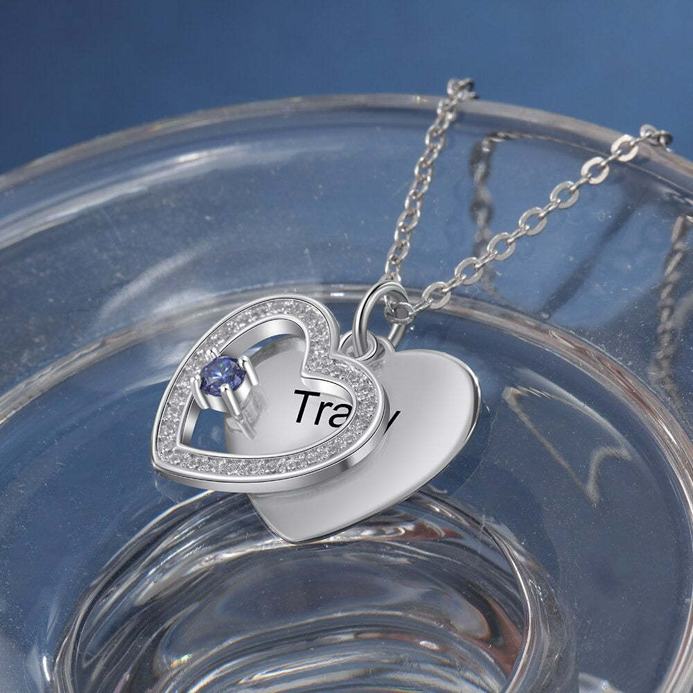 Personalized Engraving Zirconia Cordate Necklace-Florence Scovel