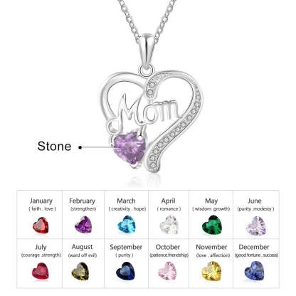 Personalized 1 Stone Elegant Heart Necklace-Florence Scovel
