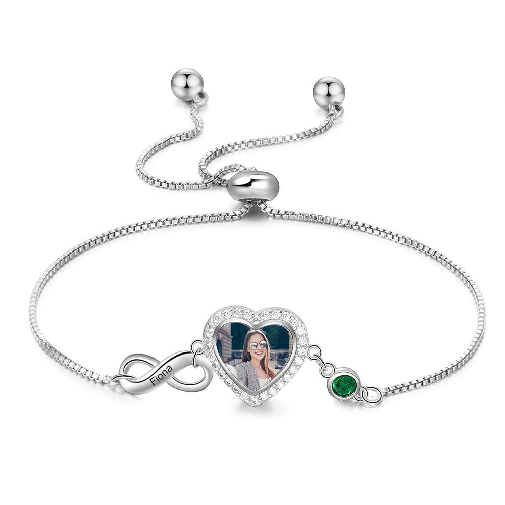 Personalized Cordate Photo Infinity Bracelet-Florence Scovel