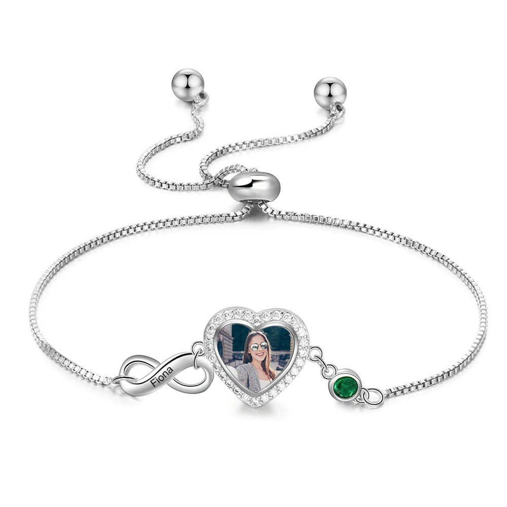 Personalized Cordate Photo Infinity Bracelet-Florence Scovel