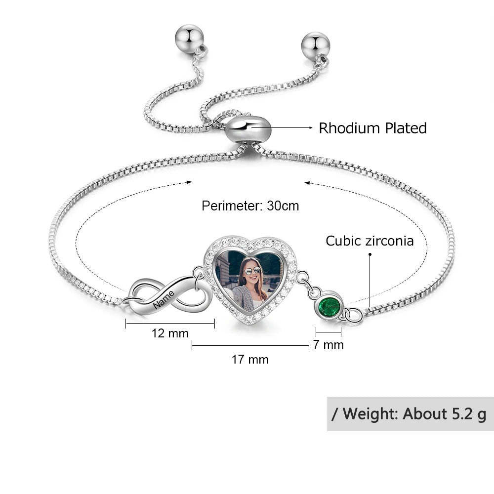 Personalized Cordate Photo Infinity Bracelet-Florence Scovel
