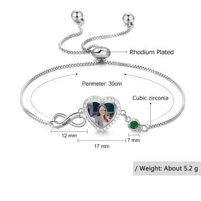 Personalized Cordate Photo Infinity Bracelet-Florence Scovel