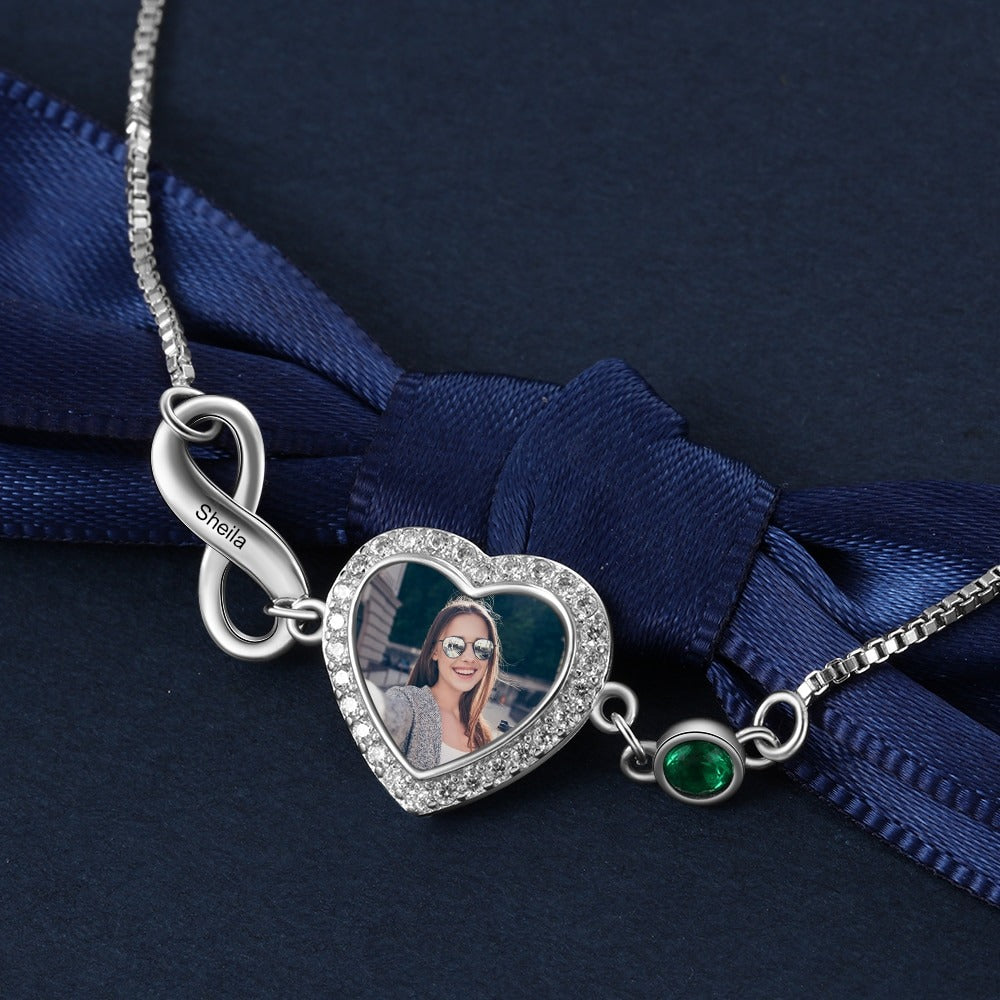 Personalized Cordate Photo Infinity Bracelet-Florence Scovel