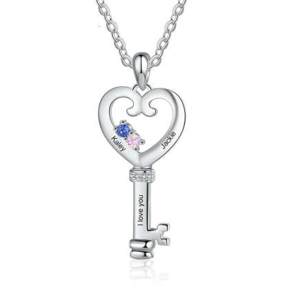 Personalized Key 2 Stones 2 Names Necklace-Florence Scovel