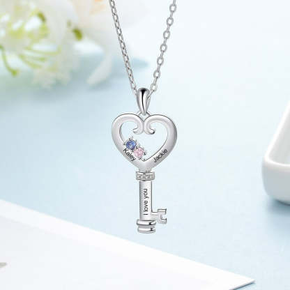 Personalized Key 2 Stones 2 Names Necklace-Florence Scovel