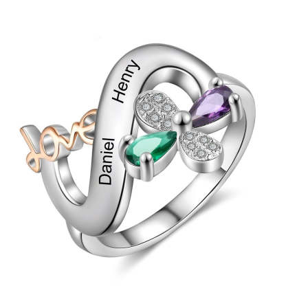 Personalized 2 Names And Stones Engraved Ring For Women-Florence Scovel