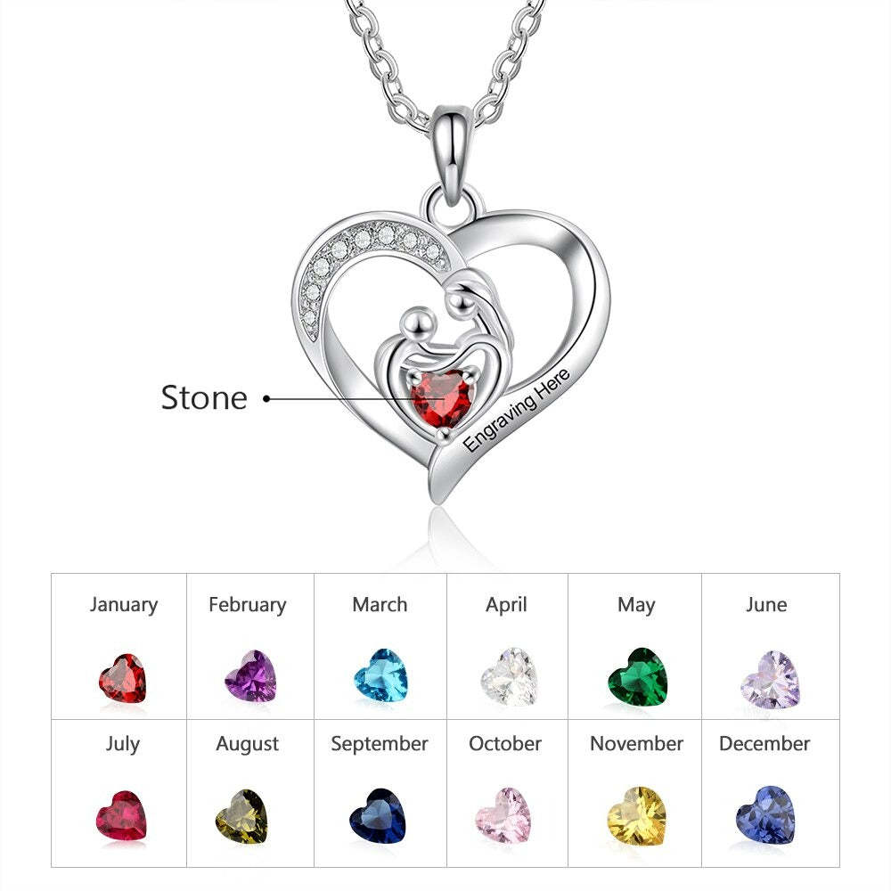 Personalized Mom Baby Heart Pendant-Florence Scovel