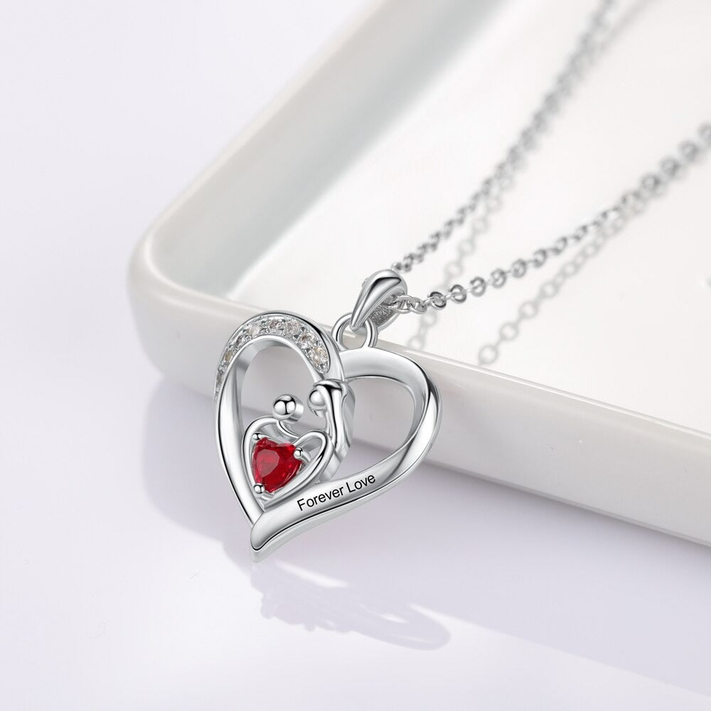 Personalized Mom Baby Heart Pendant-Florence Scovel