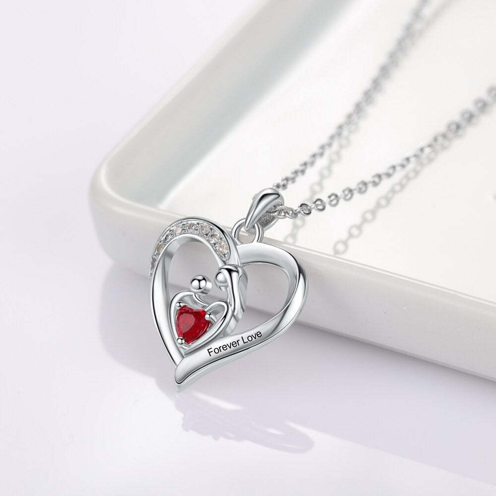 Personalized Mom Baby Heart Pendant-Florence Scovel