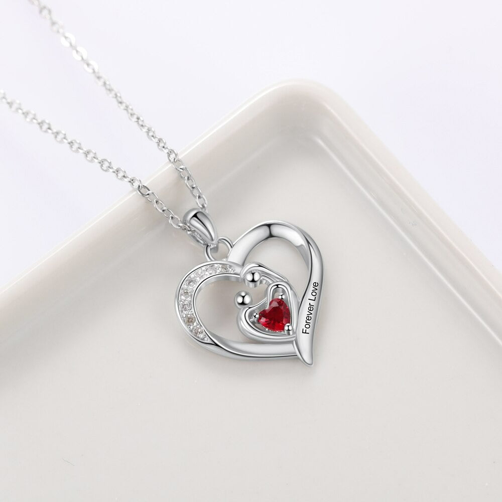 Personalized Mom Baby Heart Pendant-Florence Scovel