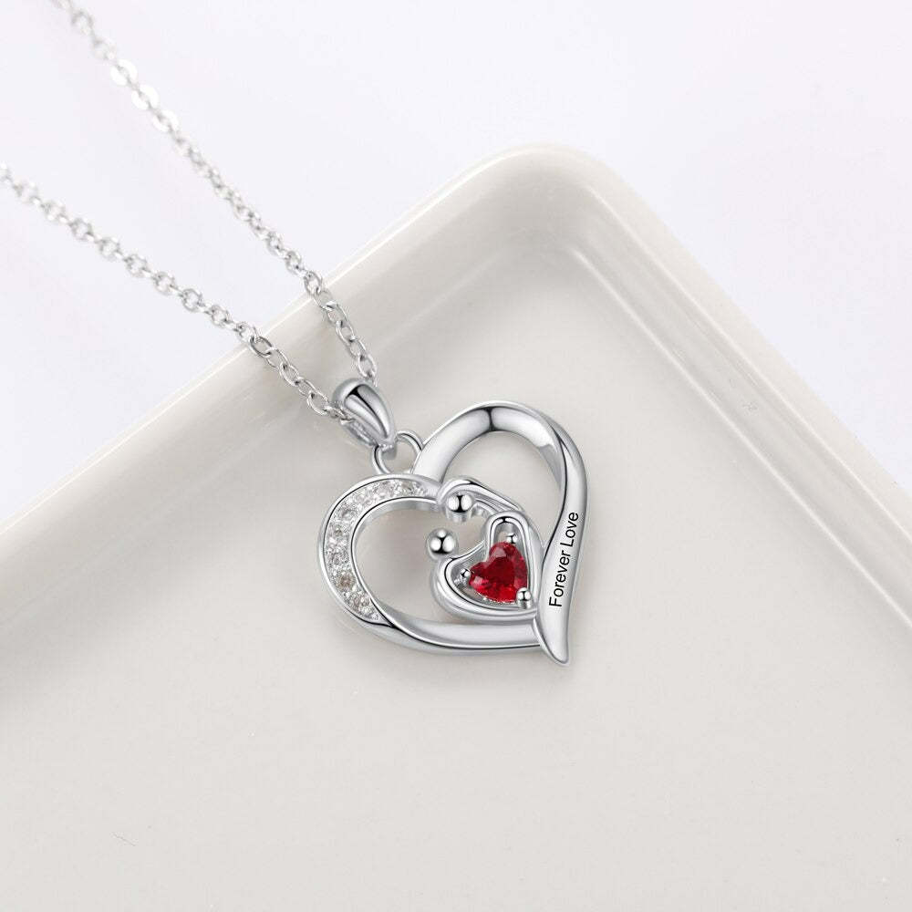 Personalized Mom Baby Heart Pendant-Florence Scovel