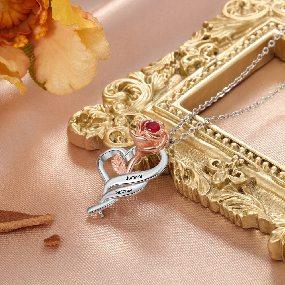 Personalized Engraved Rose Flower Pendant-Florence Scovel