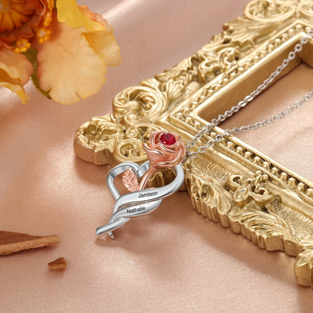 Personalized Engraved Rose Flower Pendant-Florence Scovel