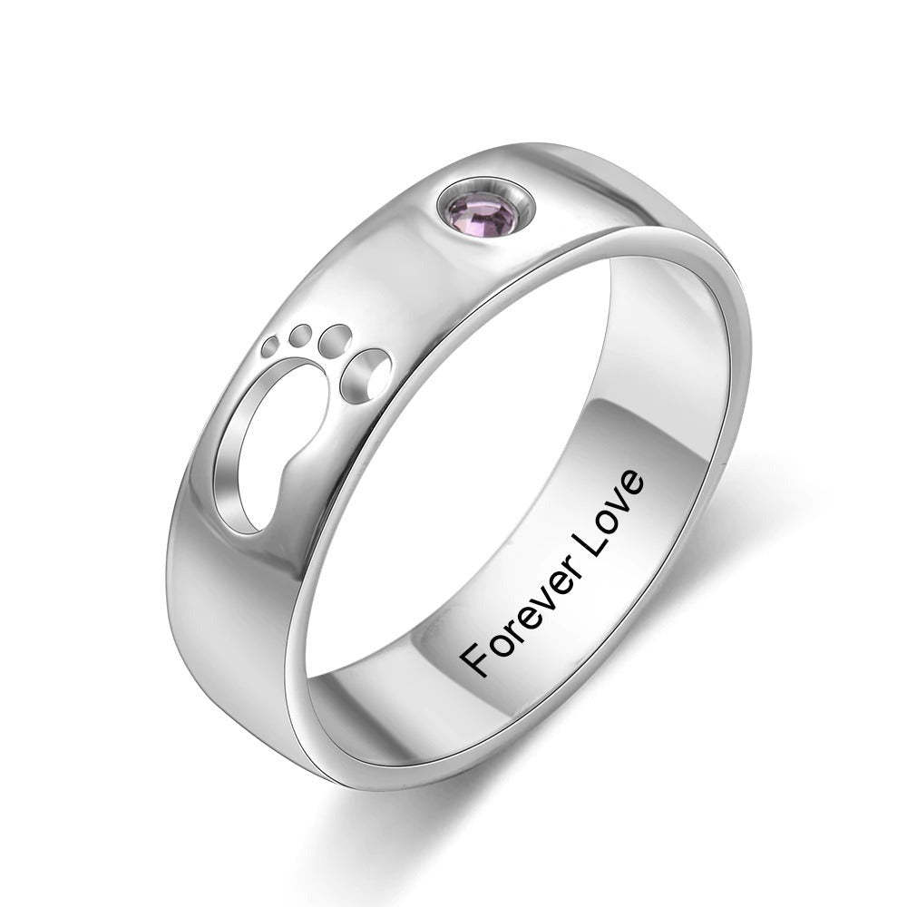 Personalized Name Hollow Baby Feet Ring-Florence Scovel
