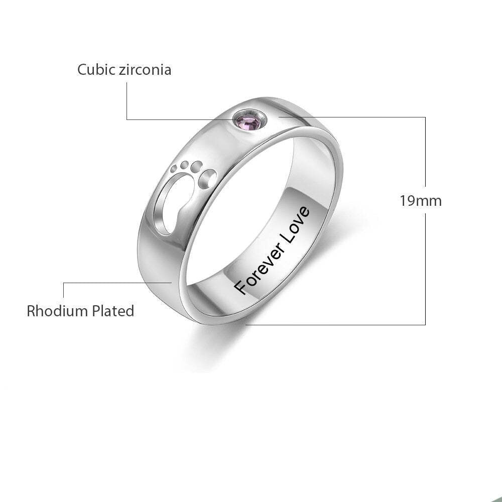 Personalized Name Hollow Baby Feet Ring-Florence Scovel