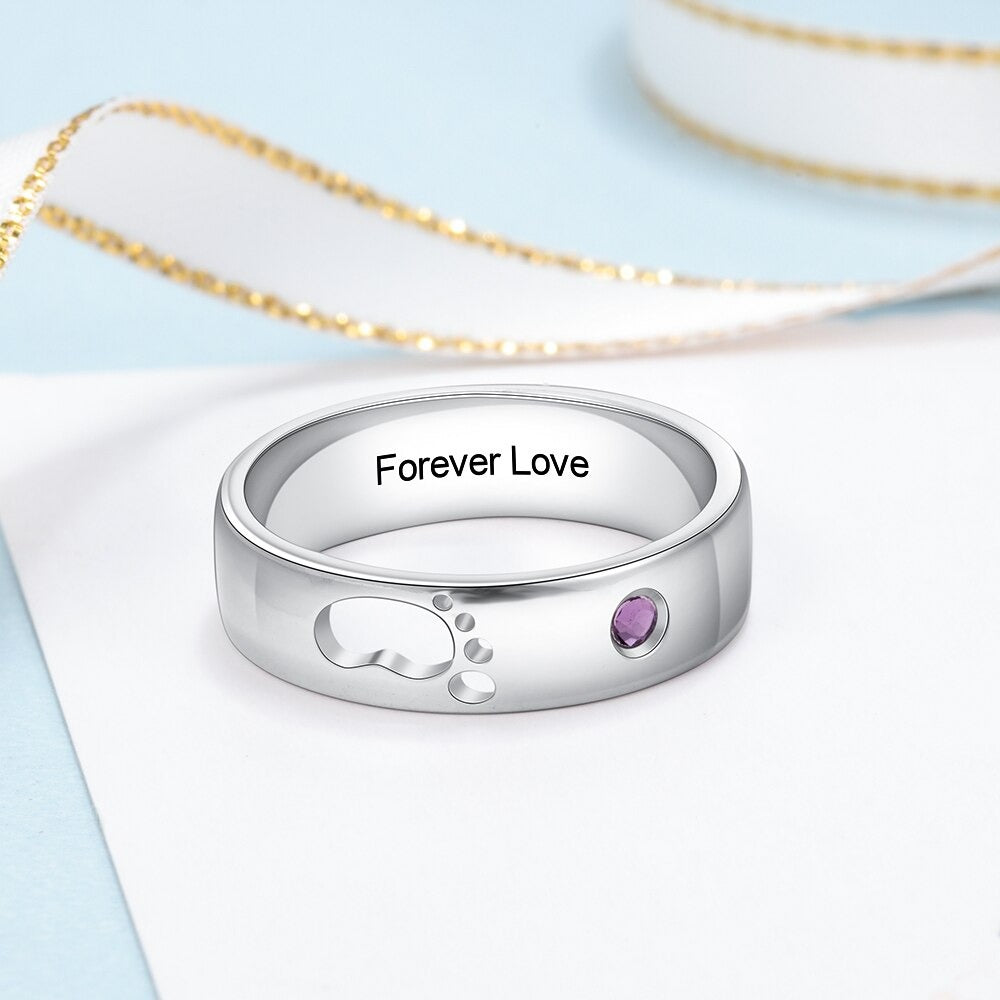 Personalized Name Hollow Baby Feet Ring-Florence Scovel