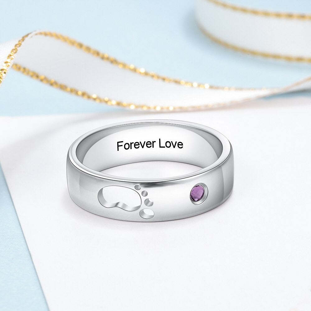 Personalized Name Hollow Baby Feet Ring-Florence Scovel
