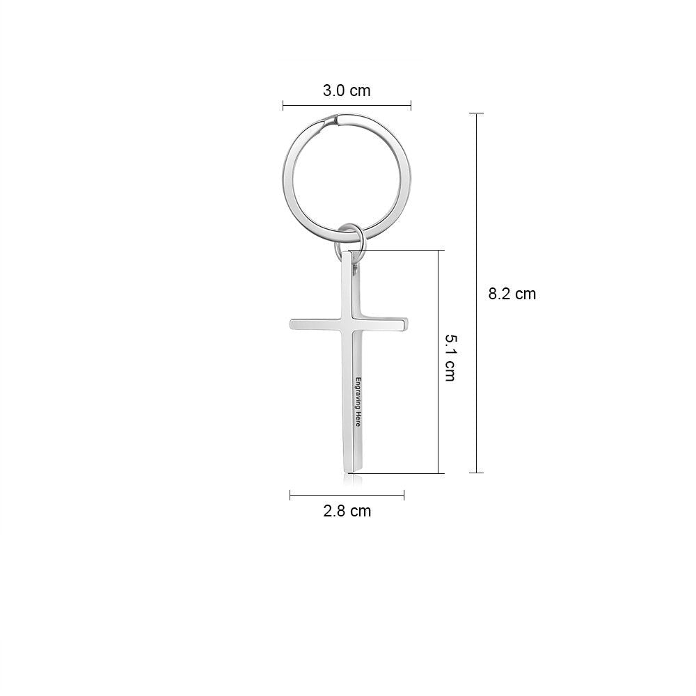 Stainless Steel Cross Keychain With Engraving-Florence Scovel