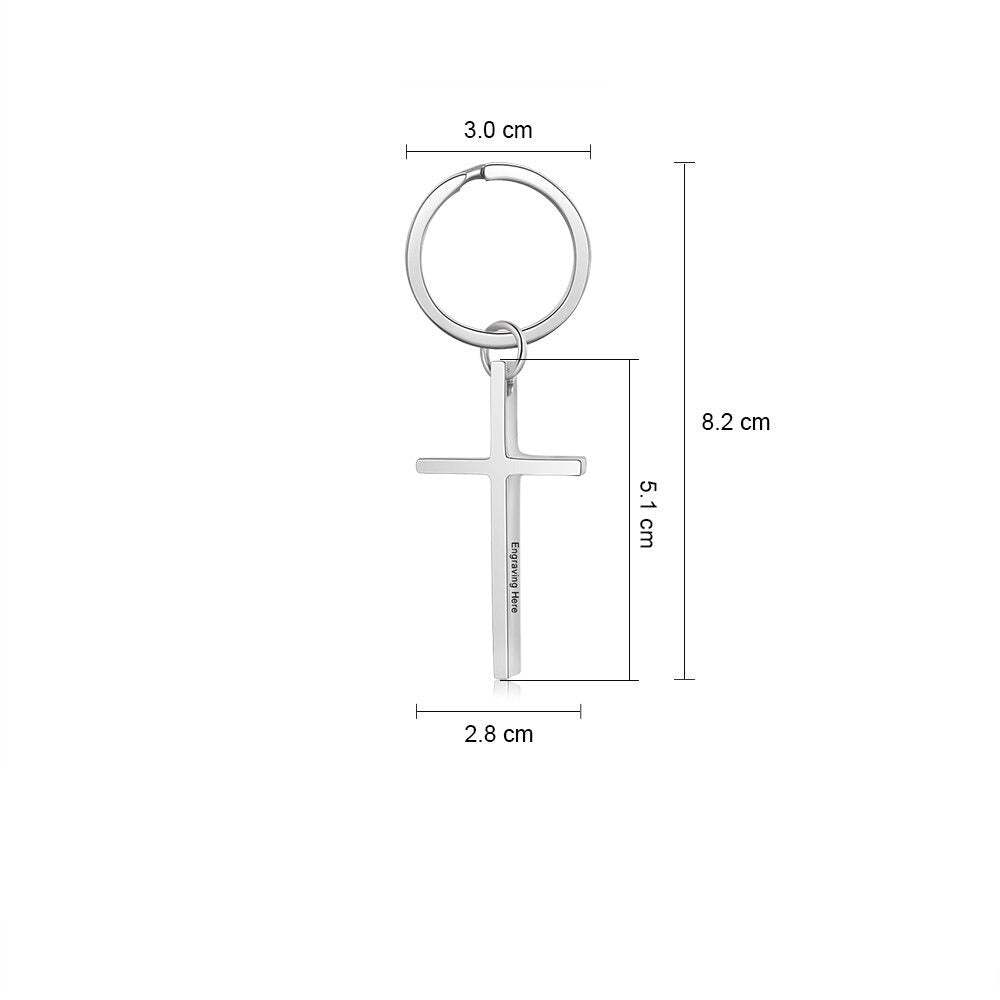 Stainless Steel Cross Keychain With Engraving-Florence Scovel