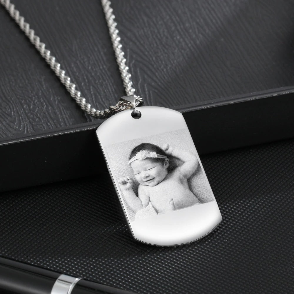 Personalized 1 Photo 1 Name 1 Date  Necklace-Florence Scovel